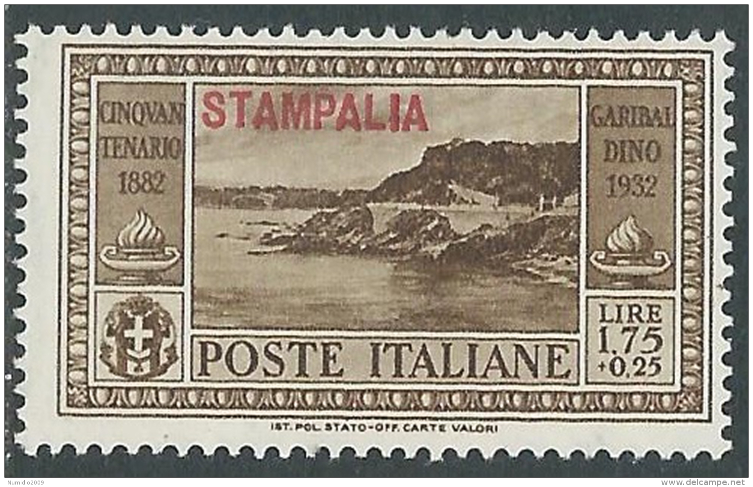 1932 EGEO STAMPALIA GARIBALDI 1,75 LIRE MH * - I39-9 - Egée (Stampalia)