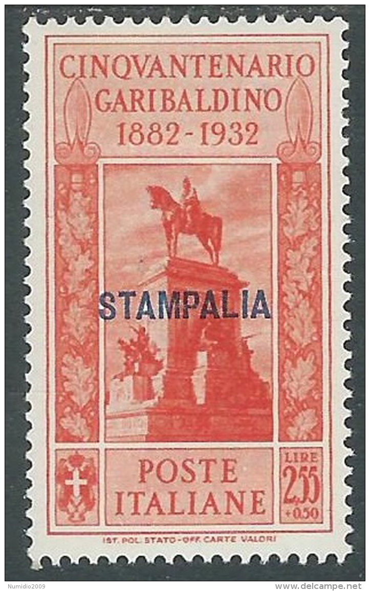 1932 EGEO STAMPALIA GARIBALDI 2,55 LIRE MH * - I39-9 - Egée (Stampalia)