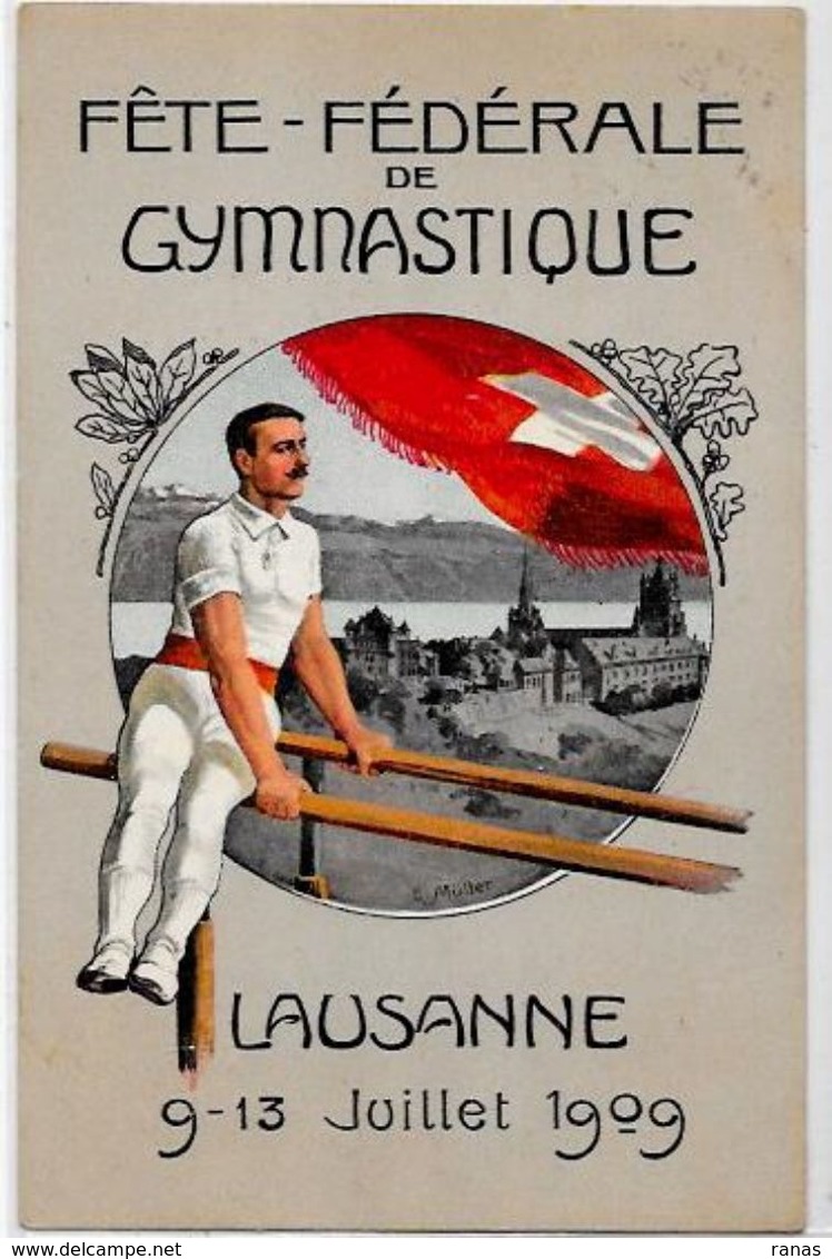 CPA Suisse Helvétia Lausanne 1909 Gymnastique Sport Circulé Voir Scan Du Dos - Port