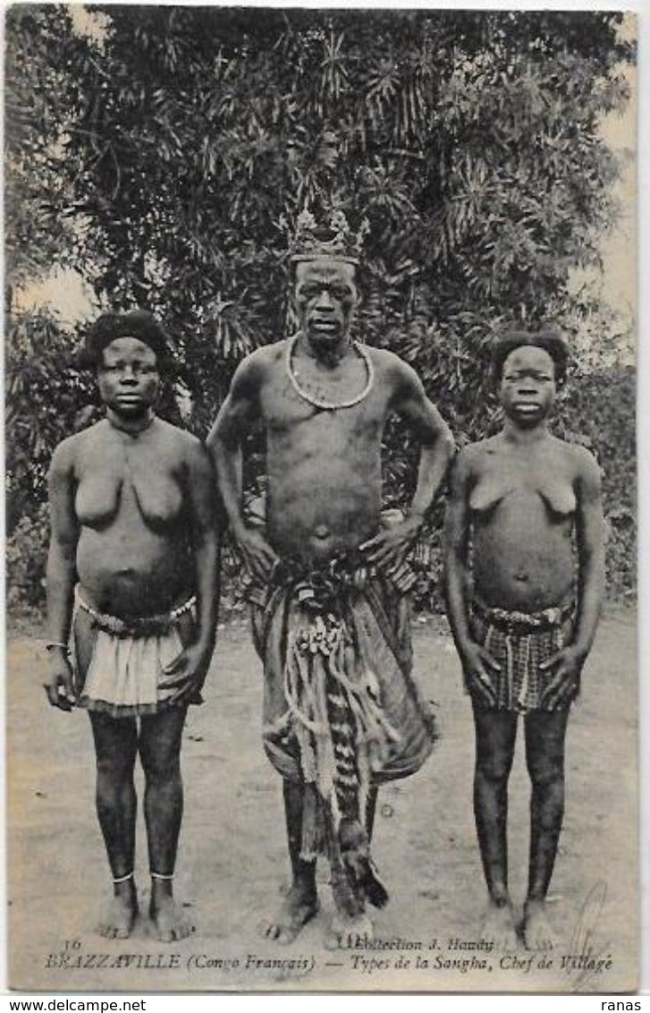 CPA Congo Français Afrique Noire Type Ethnic Nu Féminin Femme Nue Circulé Chef De Village - Congo Français