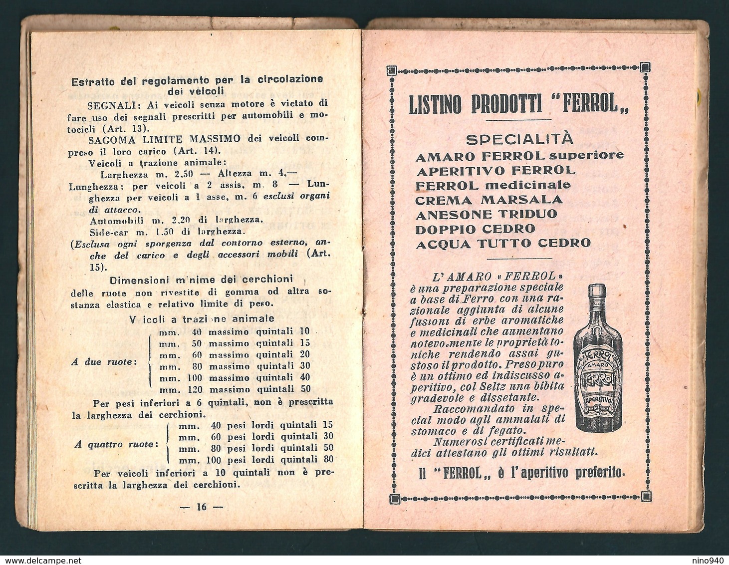 CALENDARIETTO - ANNO 1931 DISTILLERIA FERROL - BRESCIA - Altri & Non Classificati