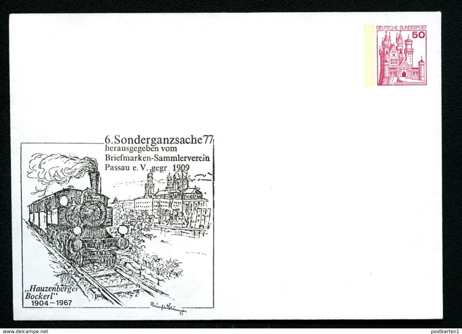 Bund PU112 C2/013 Privat-Umschlag EISENBAHN HAUZENBERGER BOCKERL 1977 - Enveloppes Privées - Neuves