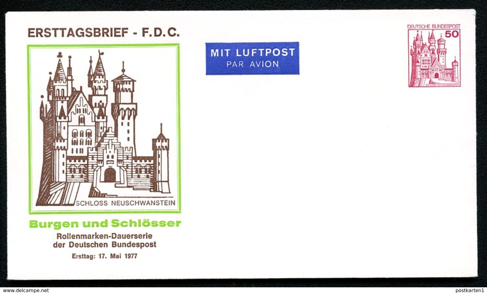 Bund PU112 D1/001 Privat-Umschlag SCHLOSS NEUSCHWANSTEIN 1977 - Private Covers - Mint