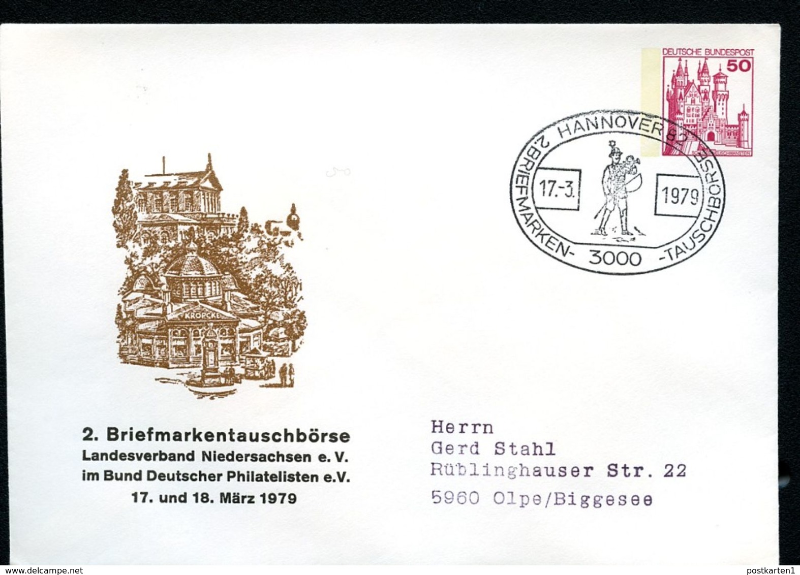 Bund PU112 D1/003 Privat-Umschlag OPERNHAUS HANNOVER Sost. 1979 - Enveloppes Privées - Oblitérées