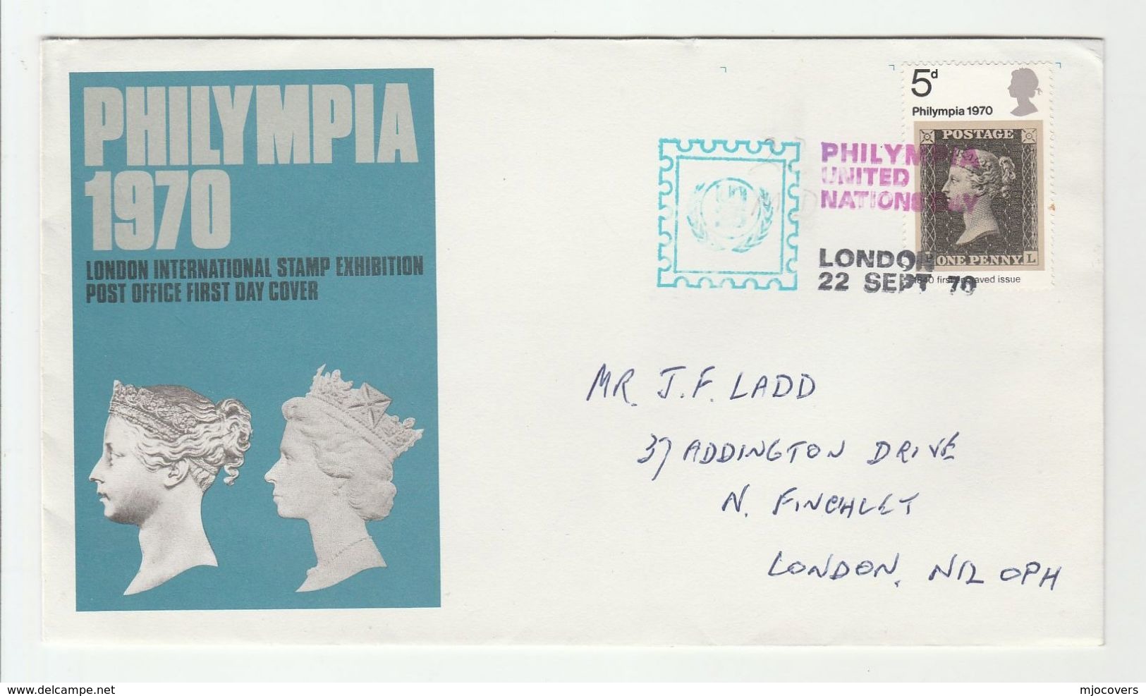 1970 GB PHILYMPIA  'UNITED NATIONS DAY' Event COVER PENNY BLACK Stamps On Stamp Un Philatelic Exhibition - Stamps On Stamps