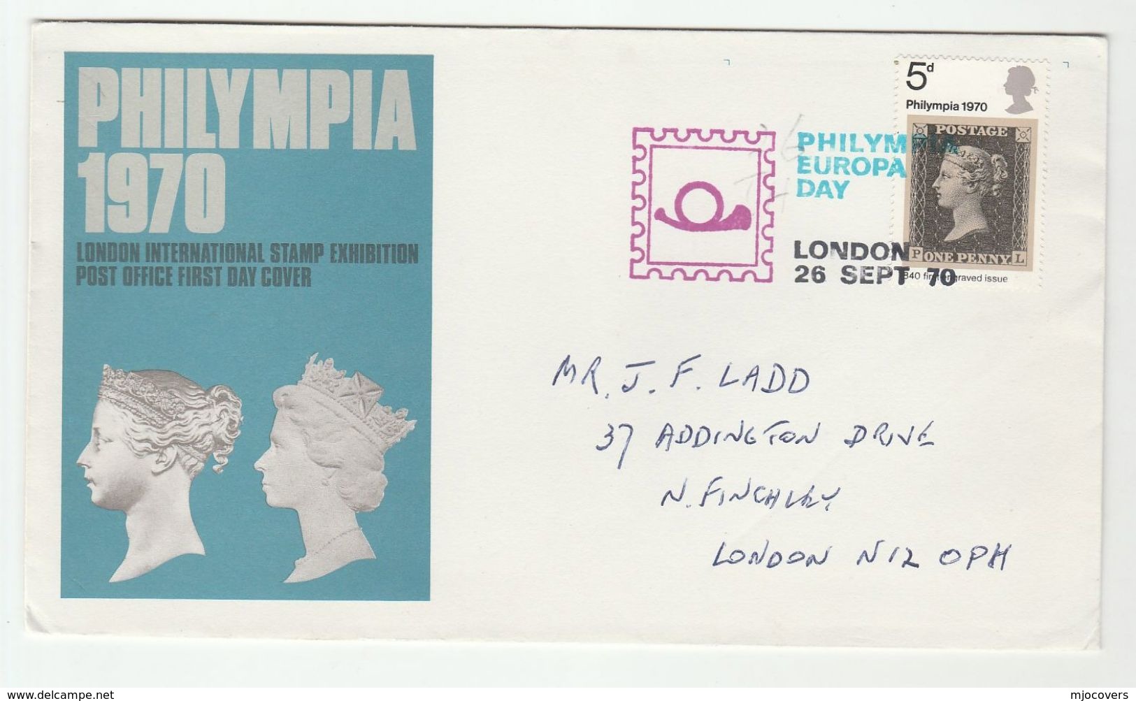 1970 GB PHILYMPIA  'EUROPA DAY' Event COVER PENNY BLACK Stamps On Stamp Philatelic Exhibition - Stamps On Stamps