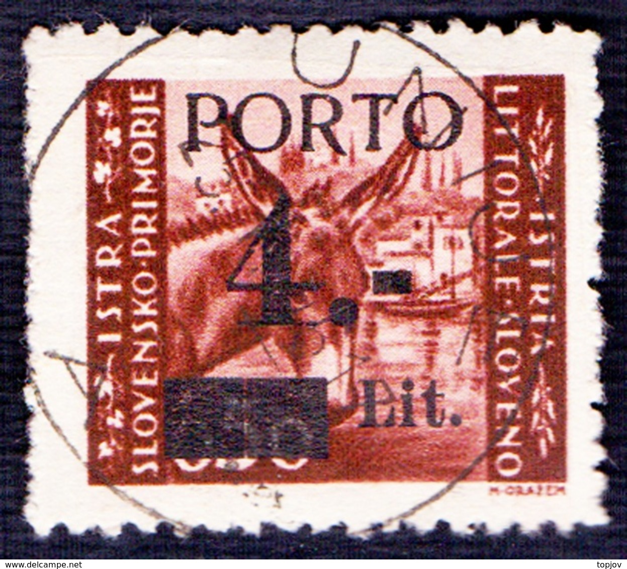 YUGOSLAVIA - ITALIA - TRIESTE - ZONE B - POST. AGENCY  UNIE  UNIJE Postmark - 1945 - RARE - Marcophilia