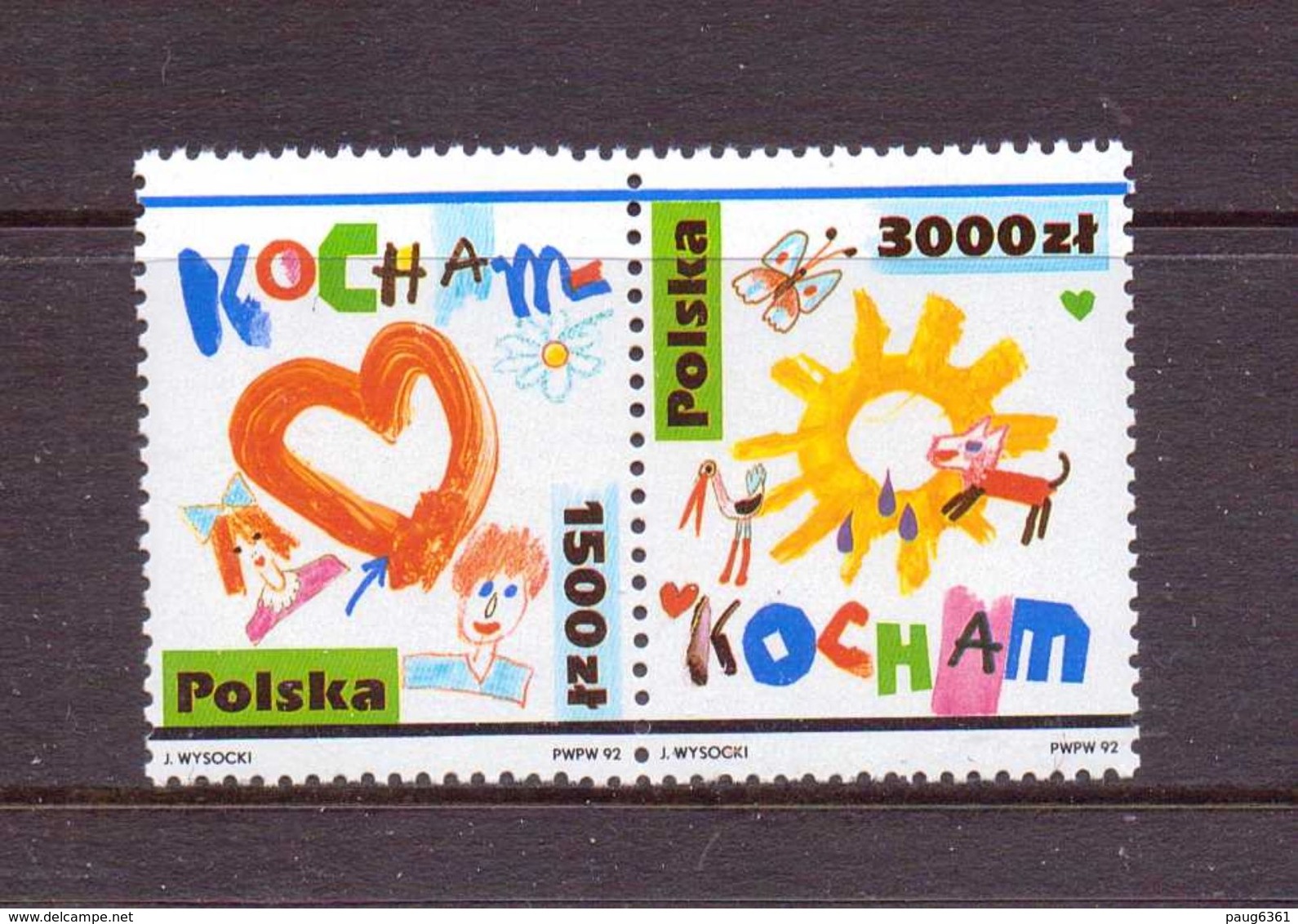 POLOGNE 1992 TMBRES D'AMOUR  YVERT N°3186/87   NEUF MNH** - Nuevos