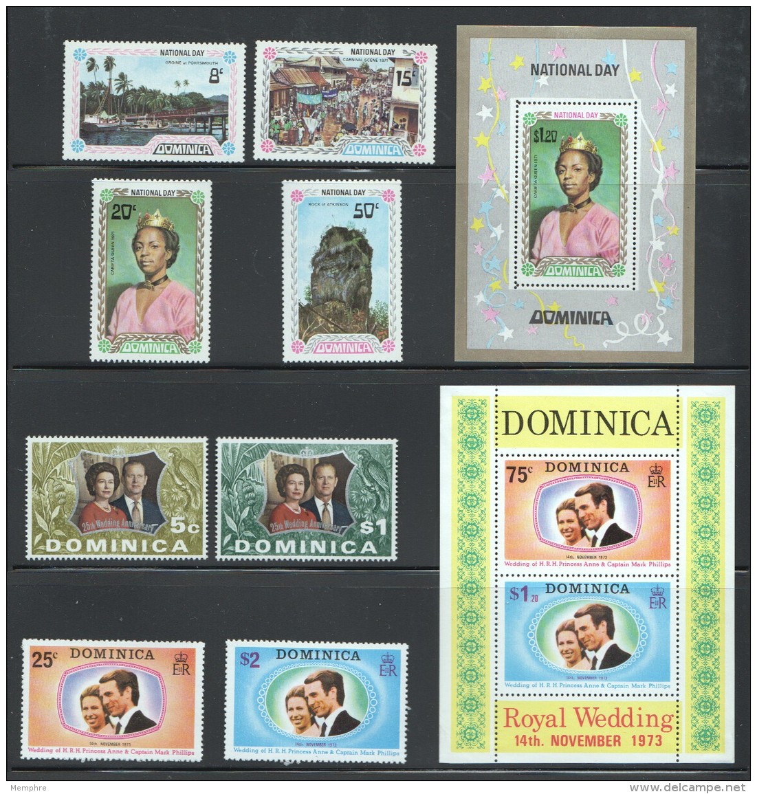 1971-3 4 Sets With Souvenir Sheets   MM - MH - Dominique (...-1978)