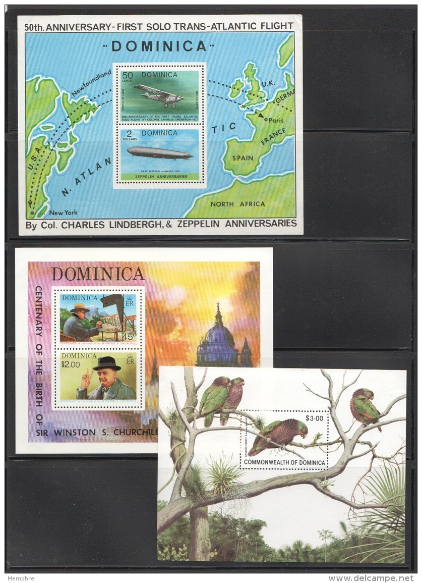 1975-81  # Souvenir Sheets: Lindberg And Zeppelin, Churchill, Parrot   UM - MNH - Dominique (...-1978)