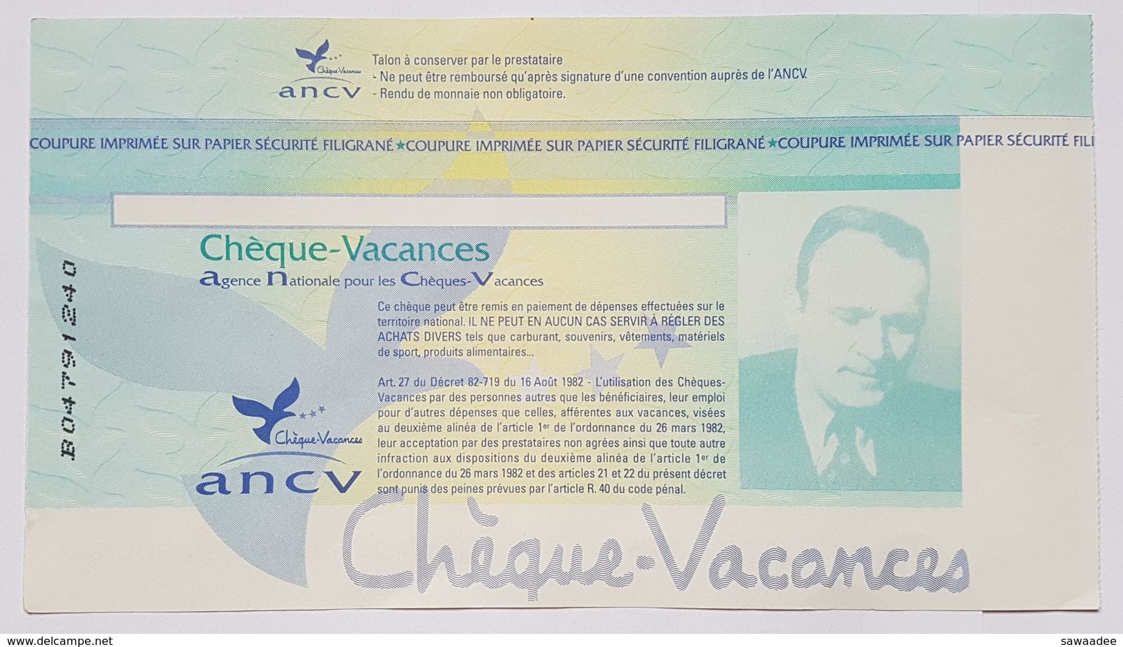 CHEQUE VACANCES - ANCV - CREDIT MUTEL BRETAGNE - 2001 - 10 EUROS / 65,60 FRANCS - Assegni & Assegni Di Viaggio