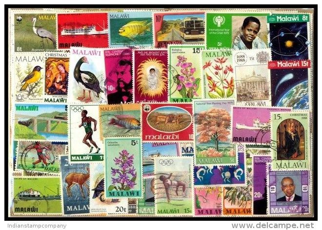 Malawi 100 Different Thematic Large & Small-Used Postage Stamps - Malawi (1964-...)