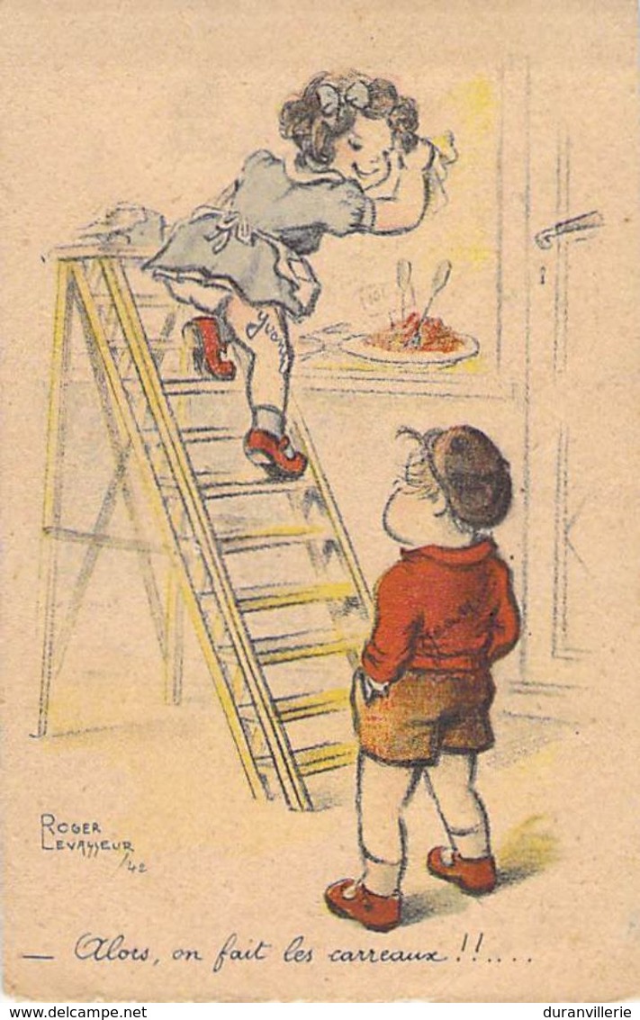 Petite Fille Lavant Les Carreaux Illustrateur: Roger Levasseur 1944 - Levasseur, Roger