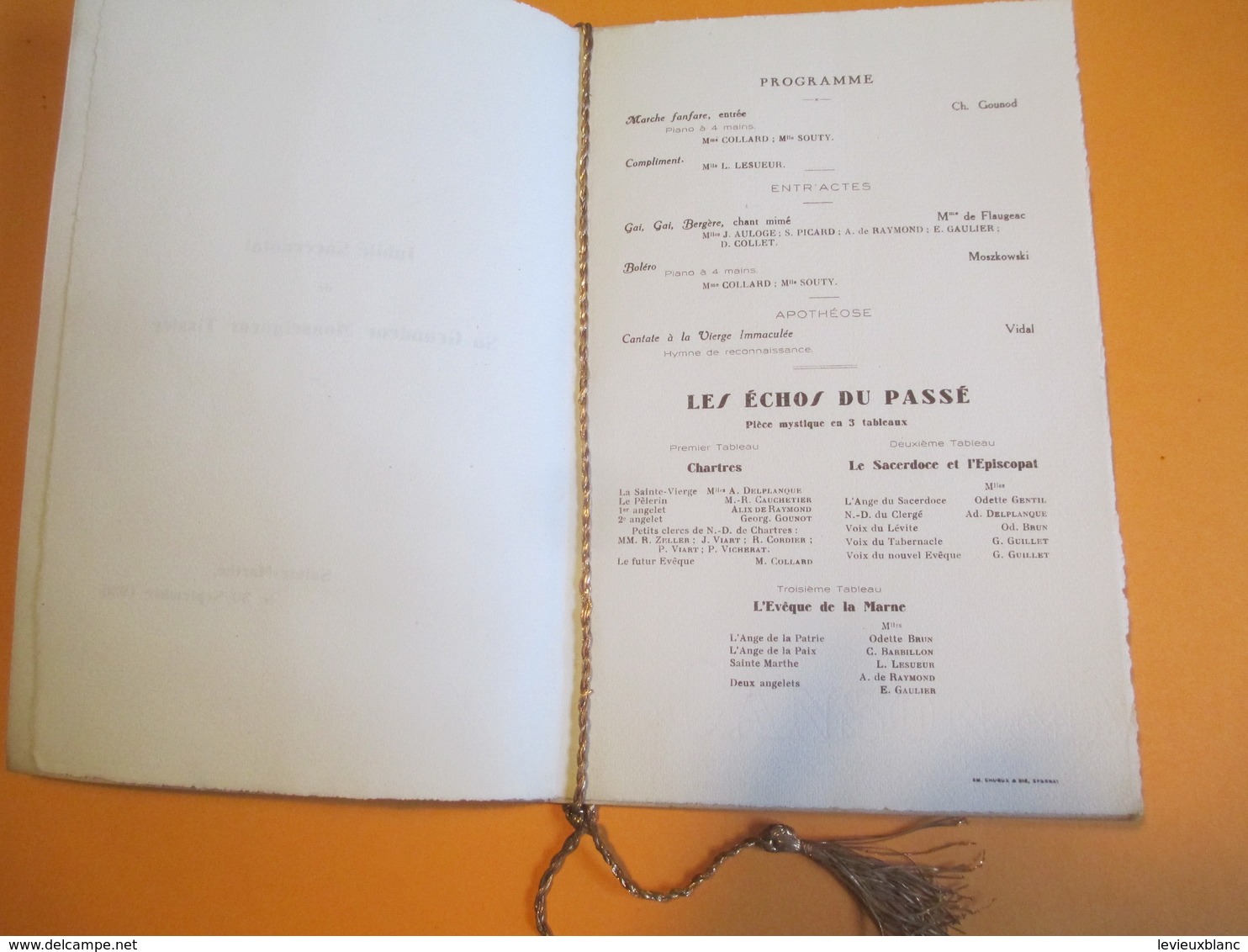 Programme enluminé/Jubilé Sacerdotal de sa Grandeur Monseigneur TISSIER/Sainte Marthe/ EPERNAY/ 1930    PROG166