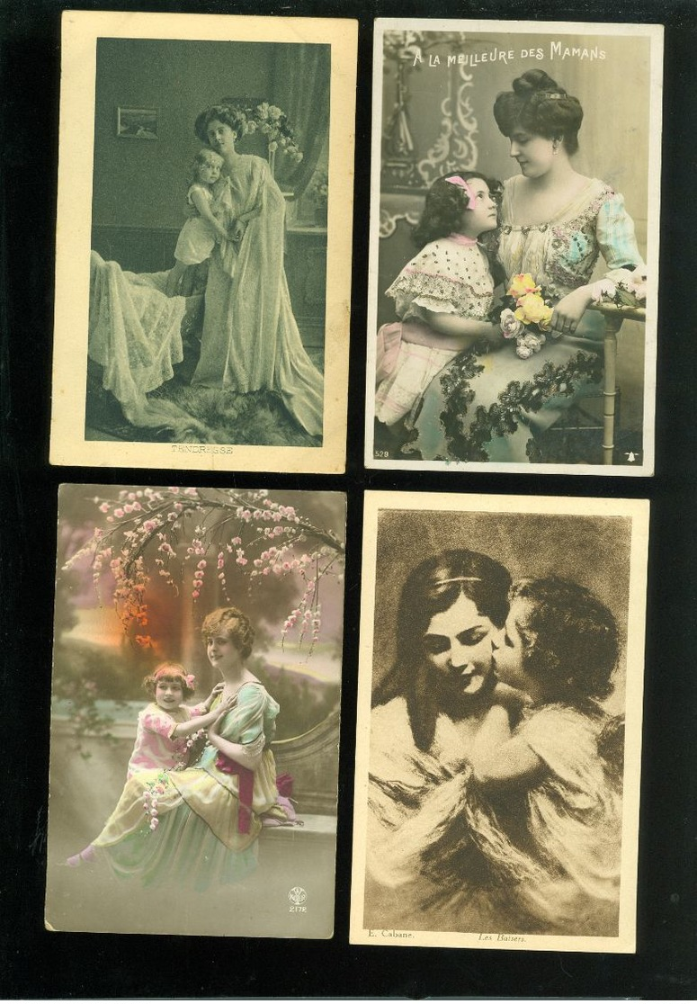 Beau lot de 60 cartes postales de fantaisie enfant  fillette  femme   Mooi lot van 60 postkaarten fantasie - 60 scans