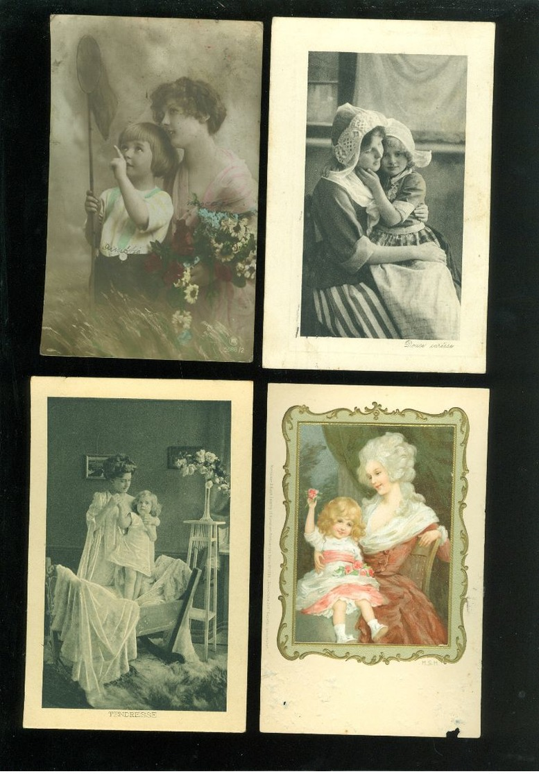 Beau lot de 60 cartes postales de fantaisie enfant  fillette  femme   Mooi lot van 60 postkaarten fantasie - 60 scans