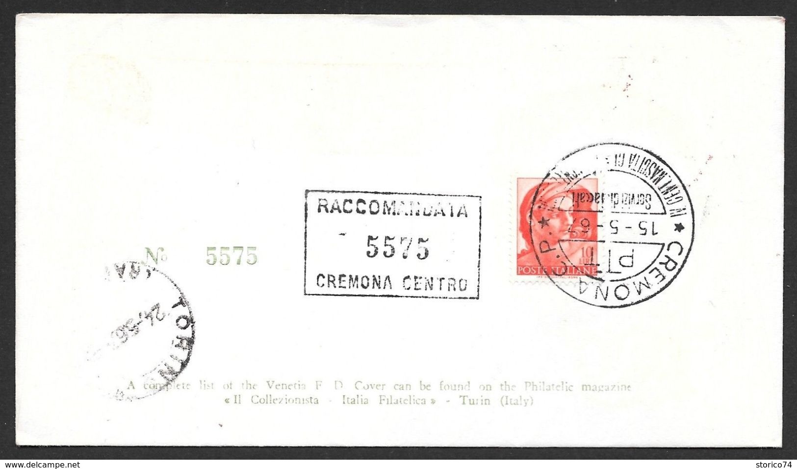 1967 ITALIA FDC RACCOMANDATA VENETIA QUARTINA CLAUDIO MONTEVERDI AL VERSO BOLLO ARRIVO E INTEGRAZIONE AFFRANCATURA - FDC