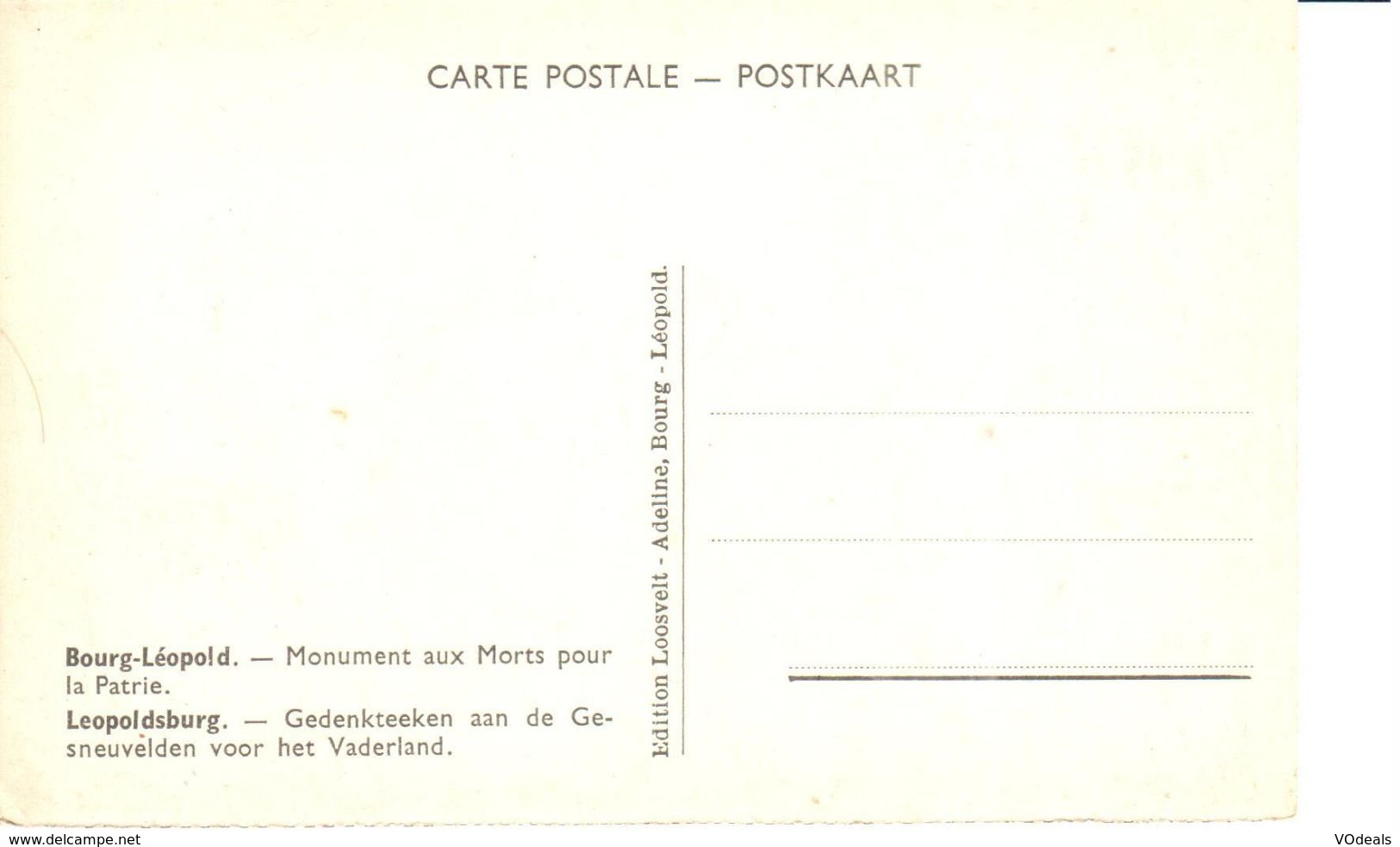 Bourg-Léopold - CPA - Camp De Beverloo - Monument Aux Morts - Andere & Zonder Classificatie