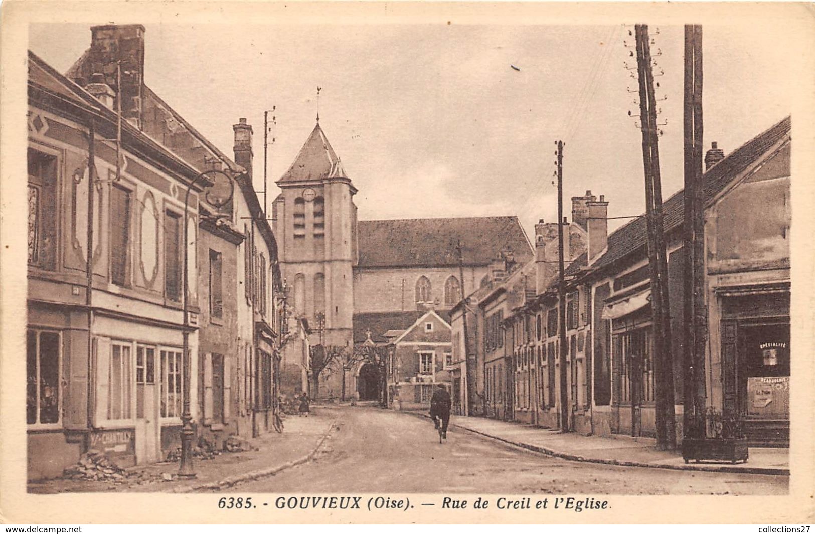 60-GOUVIEUX- RUE DE CREIL ET L'EGLISE - Gouvieux