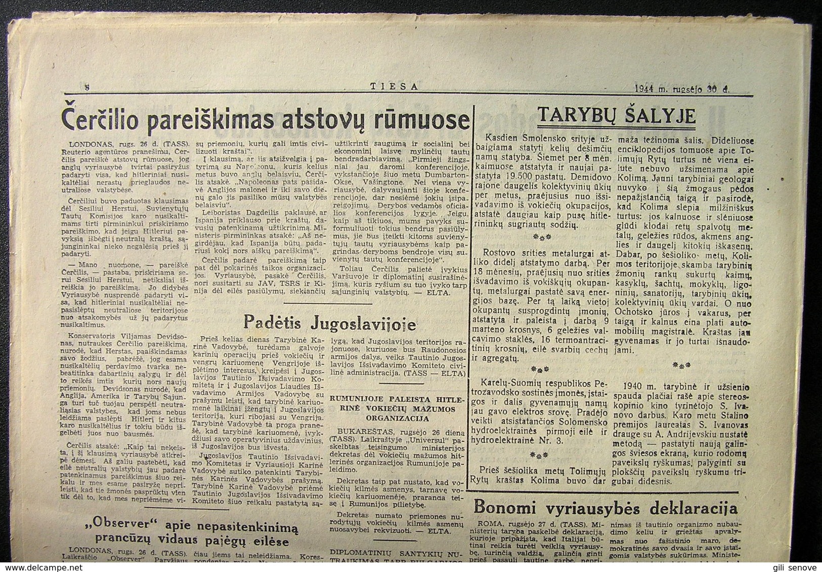 1944.09.30 Lithuania WW II Newspaper/ Tiesa No. 72 - Andere & Zonder Classificatie