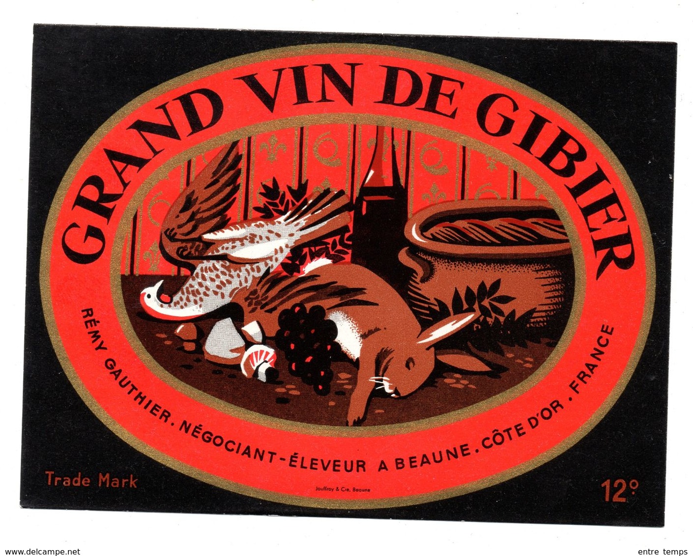 Etiquette Grand Bourgogne Vin De Gibier Gauthier - Bourgogne