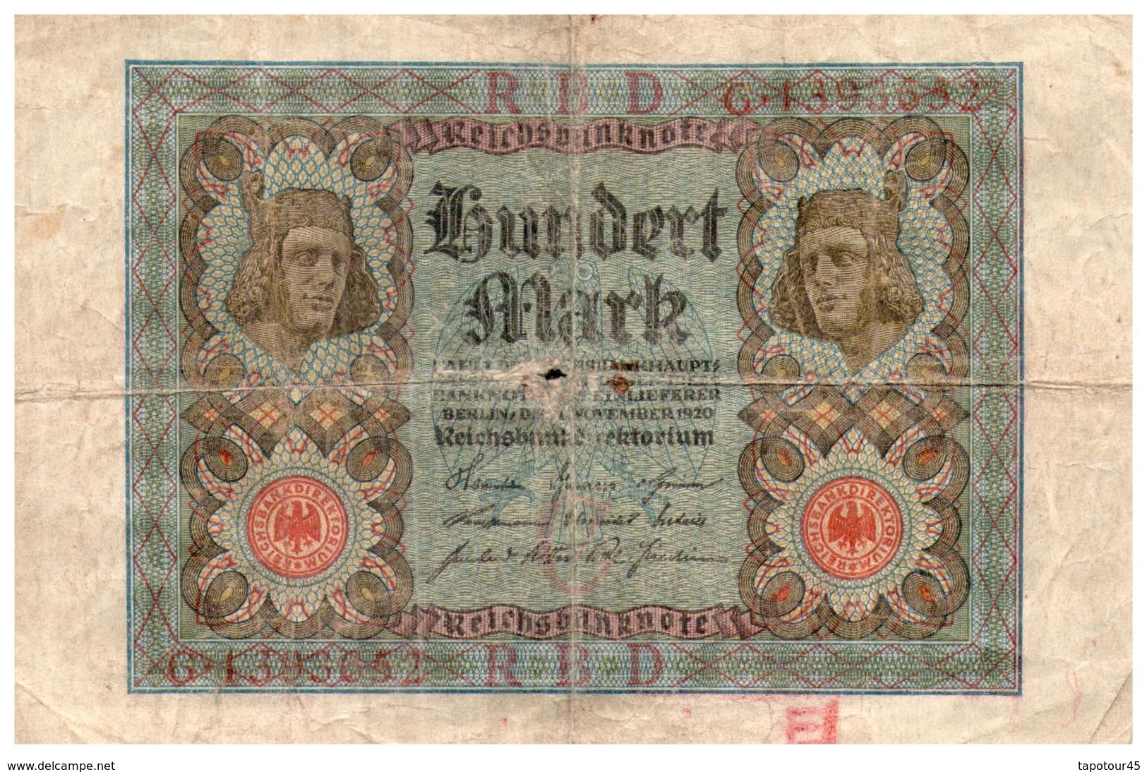 Billet > Allemagne >1920 > Valeur 100 - 100 Mark