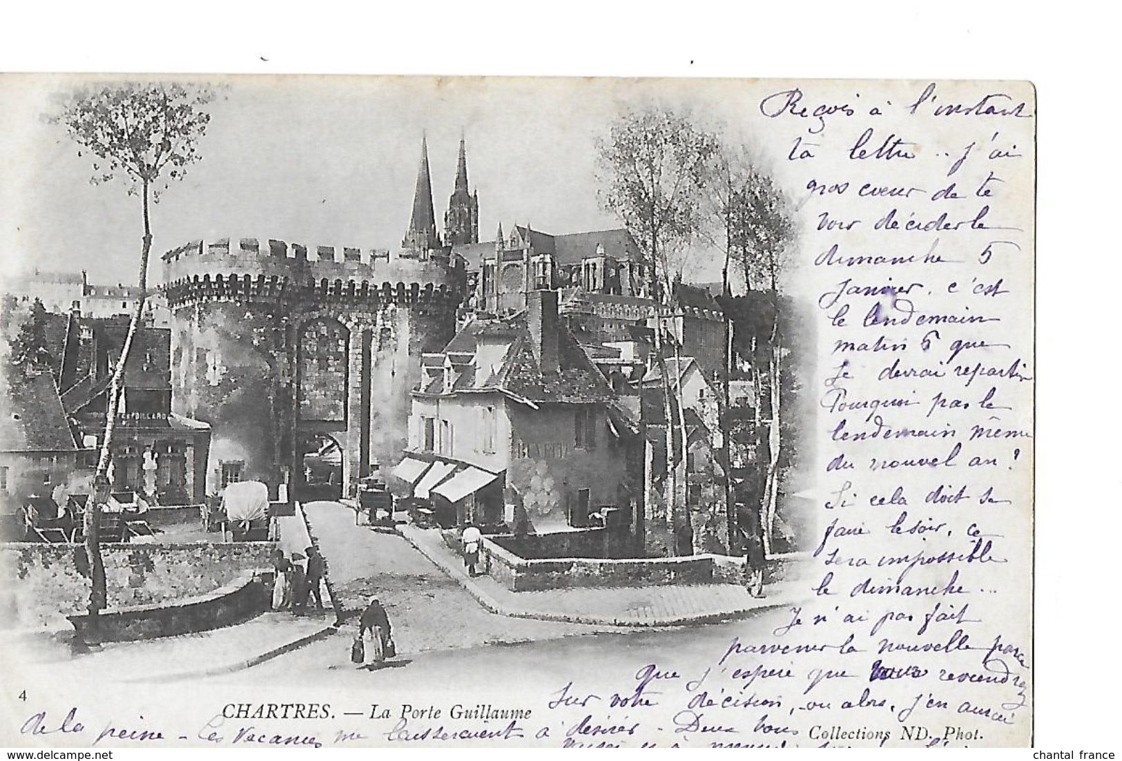 5 Cpa Précurseurs1902... . Chartres : Porte-Guillaume, Place Des Epars(hôtel/café), église St-Aignan, Cathédrale(x2) - Chartres