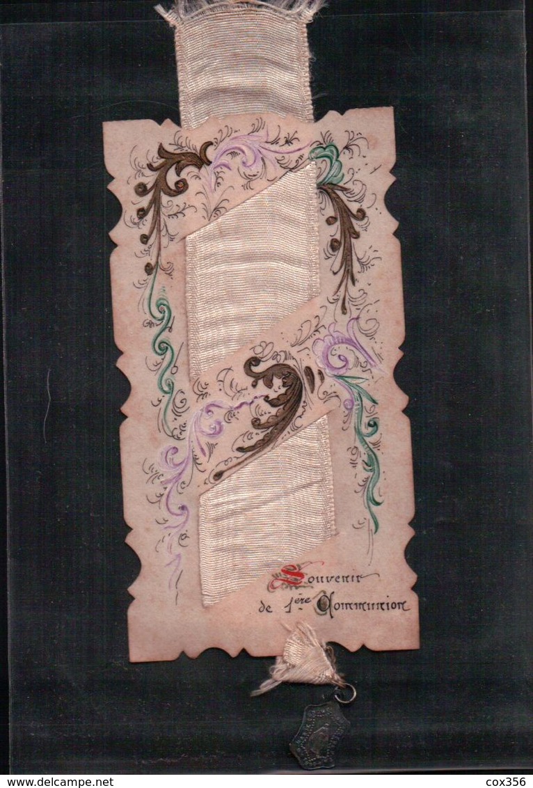 IMAGE PIEUSE SOUVENIR 1er COMMUNION + Médaille ARGENT MARIE CONÇUE SANS PÉCHÉ P.P.N.1830 - Communion