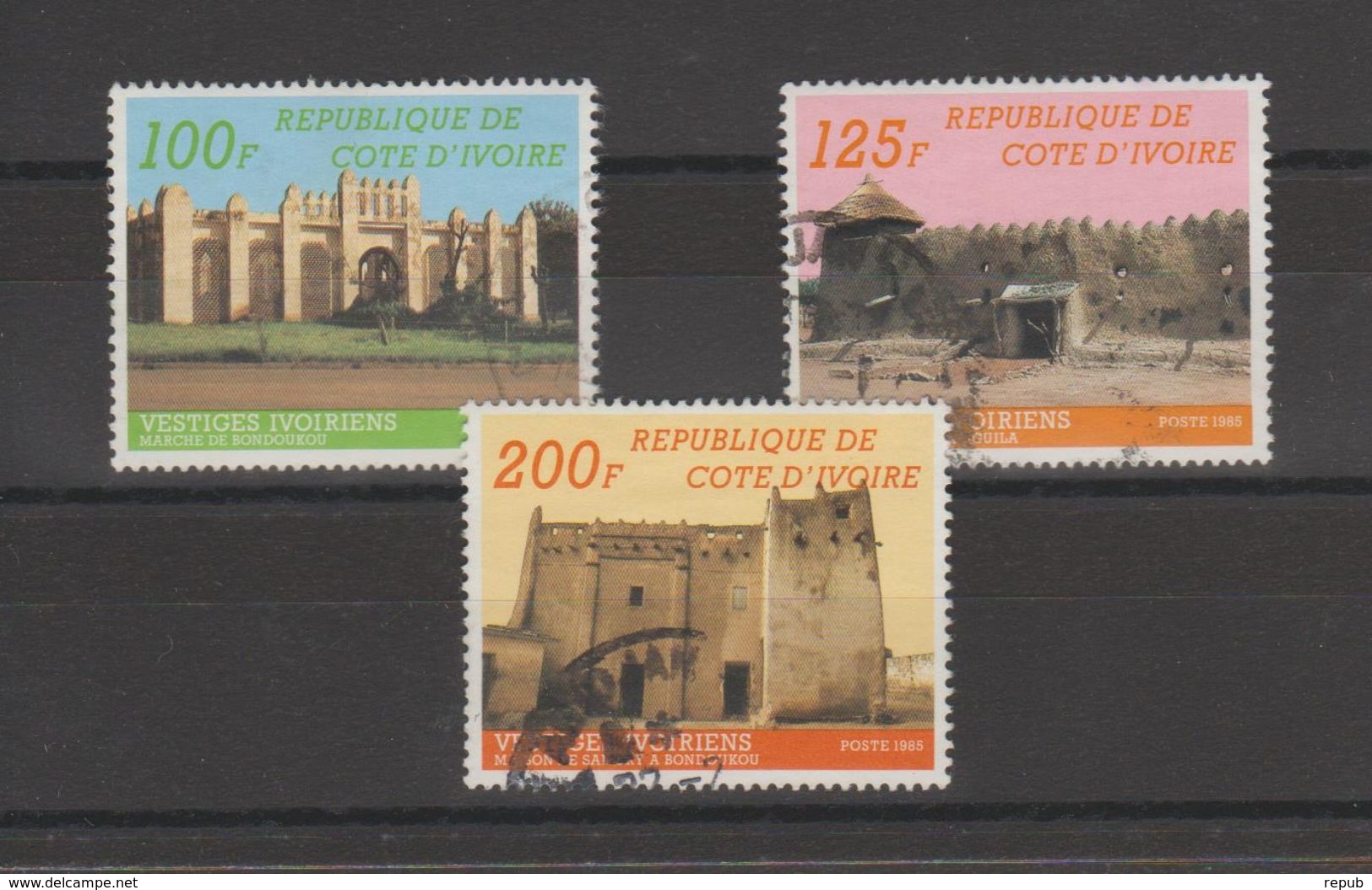 Cote D'Ivoire 1985 Vestiges 710A-710C Série 3 Val Oblit. /used - Côte D'Ivoire (1960-...)