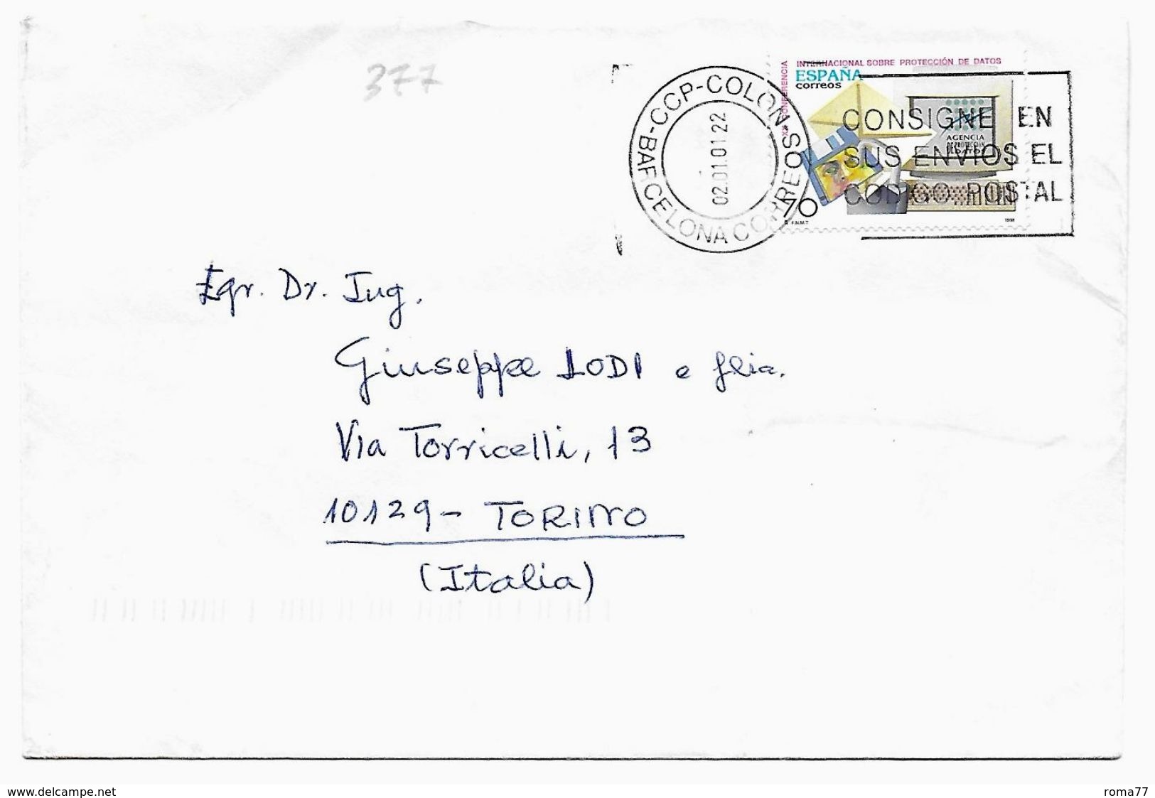 EDB377  - SPAGNA , Lettera Del 2001 - Storia Postale