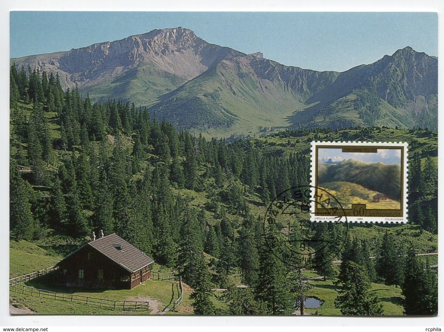 RC 7458 LIECHTENSTEIN 1993 TABLEAU CABANE DE CHASSE CARTE MAXIMUM TB - Maximumkarten (MC)