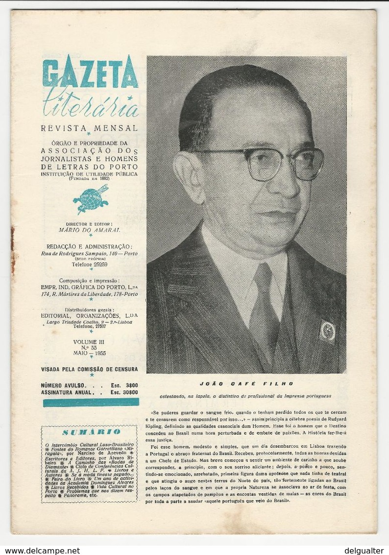 Magazine * Portugal * Gazeta Literária * Volume III * Nº33 * 1955 - Revues & Journaux