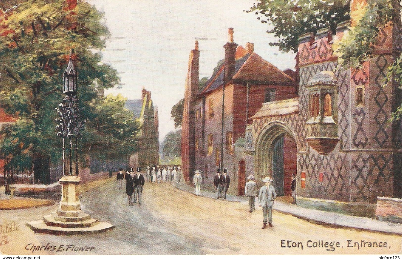 "Charles E. Flower. Eton College. Entrance" Tuck Oilette Postard # 7938 - Tuck, Raphael