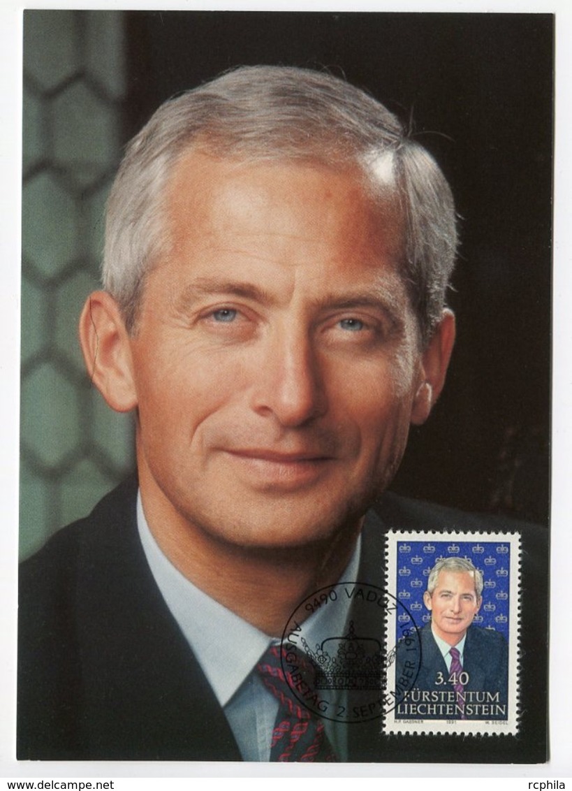 RC 7464 LIECHTENSTEIN 1991 PRINCE HANS ADAM II CARTE MAXIMUM TB - Cartoline Maximum