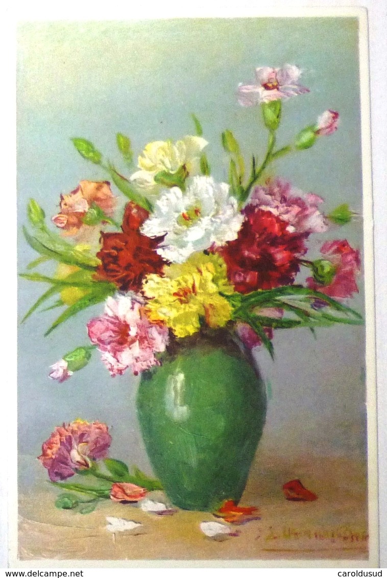 Cpa LOT 4X Litho Illustrateur LALANNE Stelhi  Bouquet Fleur Pot VASE 2x Rose Glaieul Oeillet - Sammlungen & Sammellose