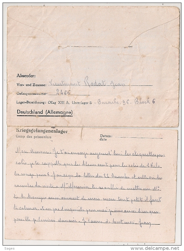 X2 GEFRUFT D25 NURNBERG BESETZTES GEBIET OFLAG XIIIA Et B Prisonnier De Guerre 39 45 - Guerre De 1939-45