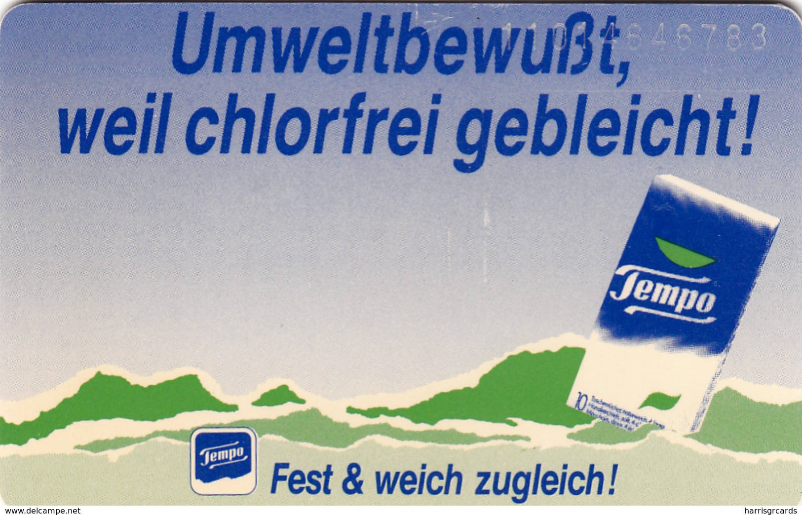 GERMANY -  Tempo 1 , Umweltbewußt, Weil Chlorfrei Gebleicht, K 0223-01/91 , 6.000 Tirage ,used - K-Serie : Serie Clienti