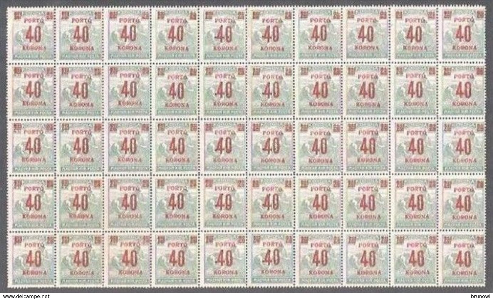 Hungary 1922 2 X Half Sheets MNH Reaper Stamps Overprints - Blocks & Kleinbögen