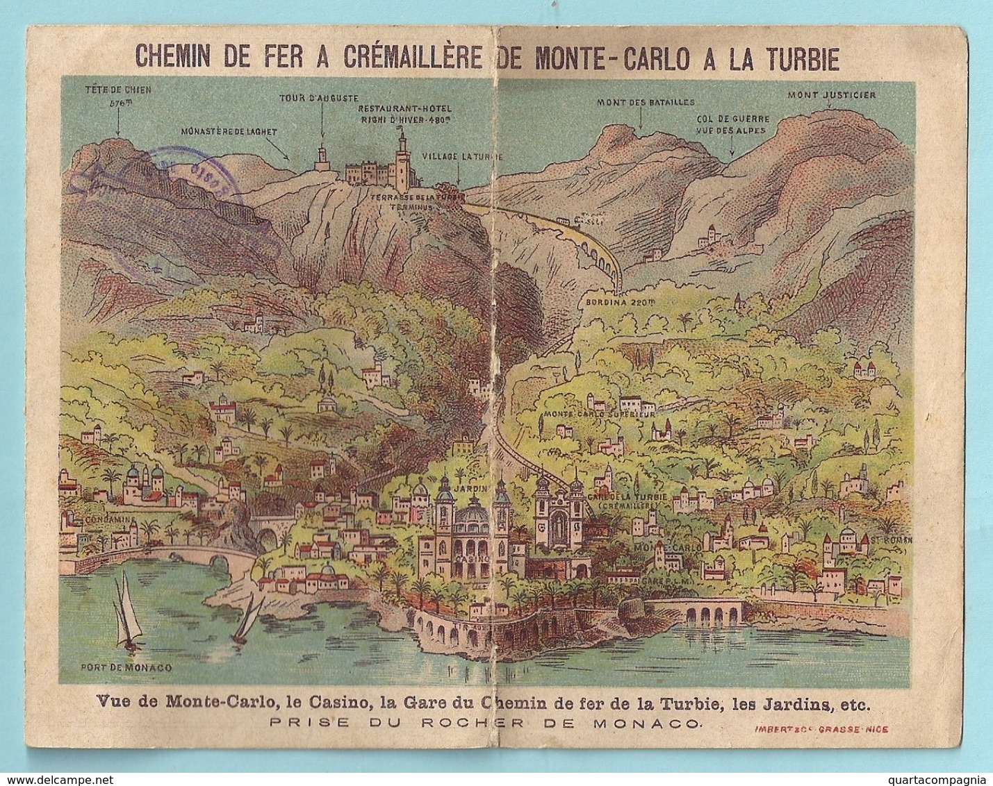 Chemin De Fer A Cremaillere De Monte-carlo A La Turbie FRANCE ITALY 1890 MONTE CARLO - Petit Format : 1901-20