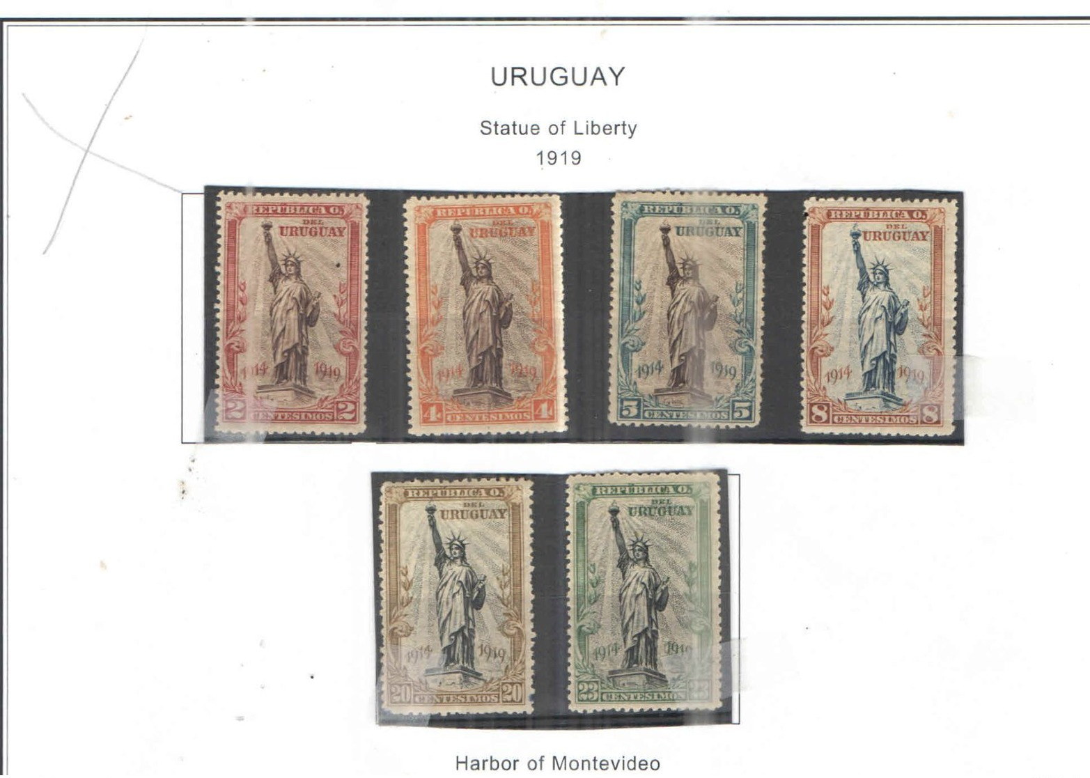 Uruguay PO 1919 Statua Libertà  Scott.217/222 Nuovi See Scans On Scott.Page - Uruguay