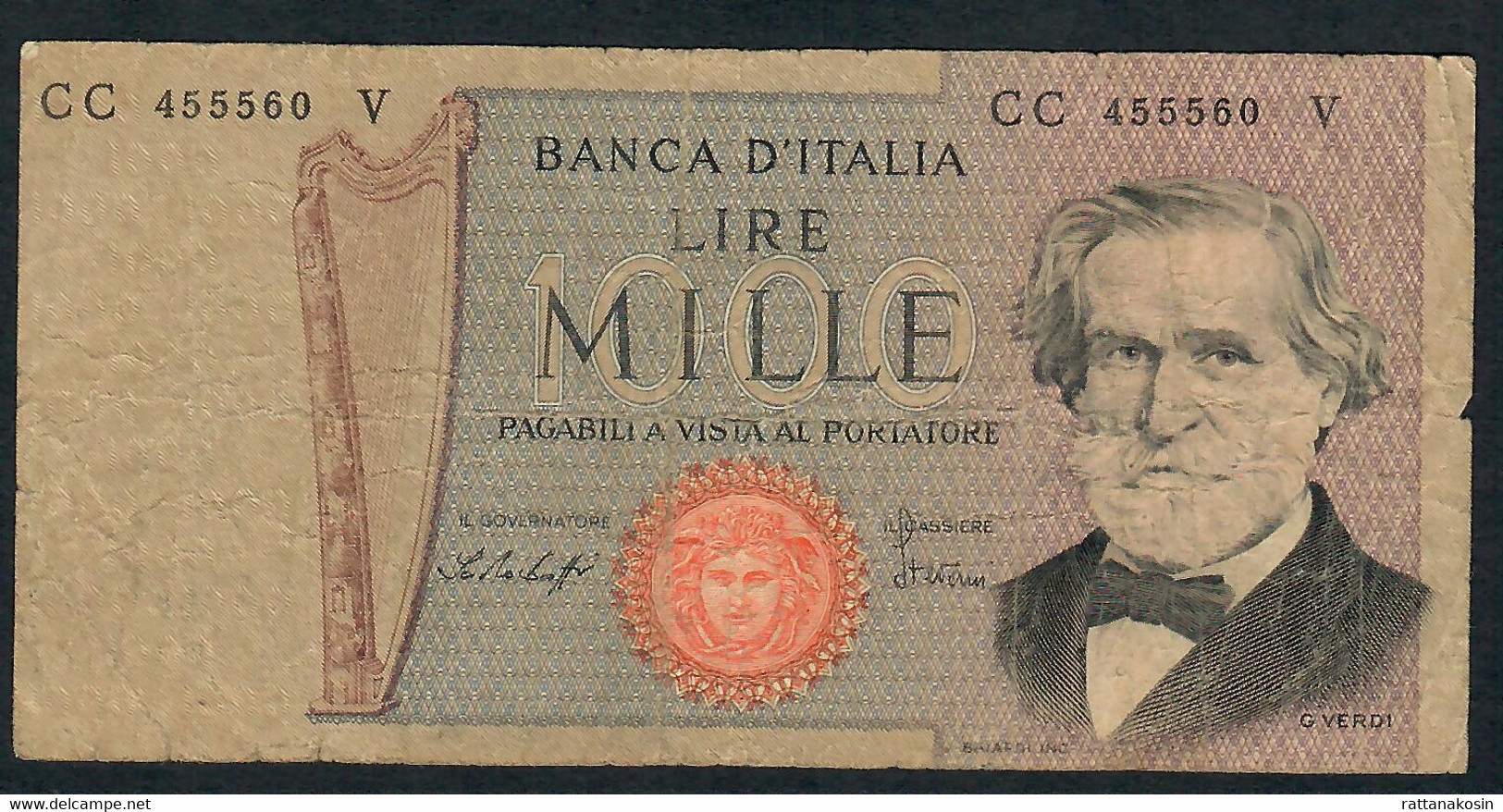 ITALY P101e 1000 LIRE  26.2.1969 #CC/V   FINE - 1000 Liras