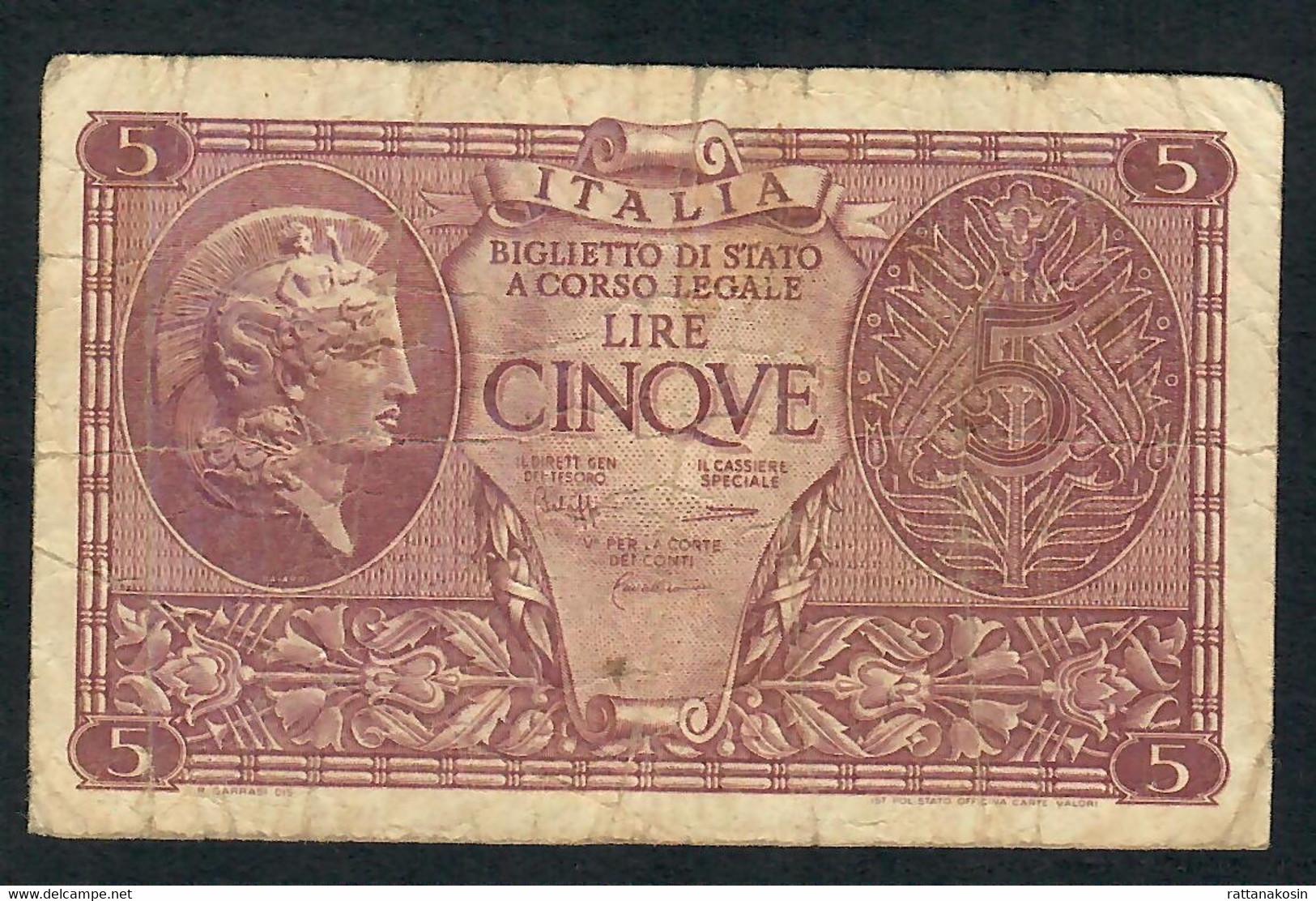 ITALY P31c  5 LIRE  23.11.1944   VF - Other & Unclassified