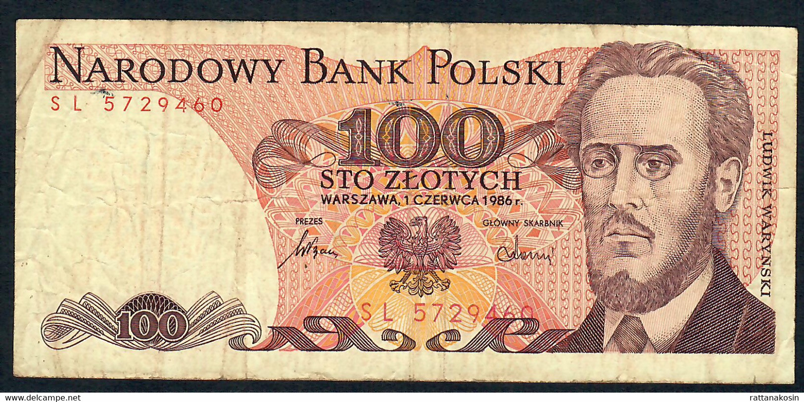 POLAND P143e 100 ZLOTYCH 1986 #SL  VF - Pologne