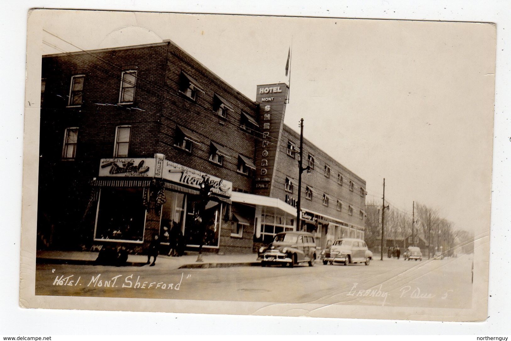 GRANBY, Quebec, Canada, Hotel Mont. Shefford, Montreal Shoe Store, 1959 RPPC - Granby