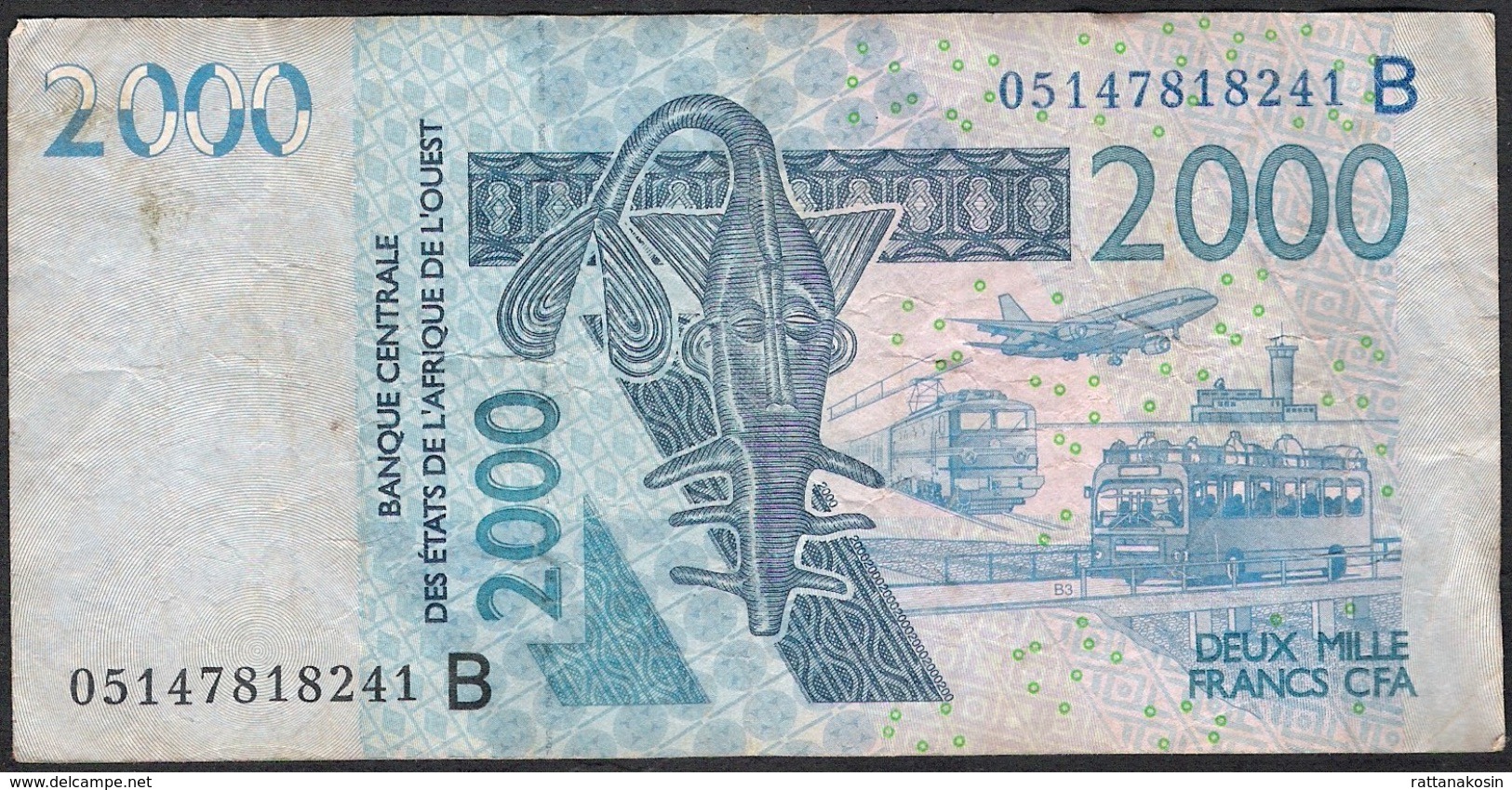 W.A.S. BENIN P216Bc 2000 FRANCS (20)05  FINE NO P.h. - West African States