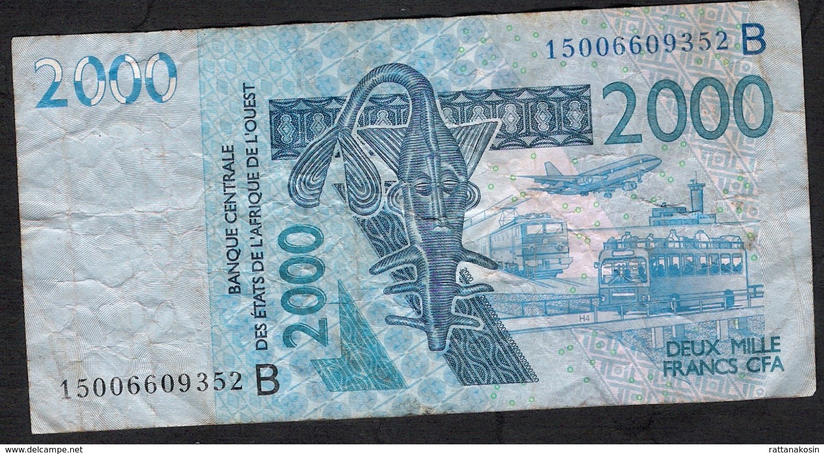 W.A.S. BENIN P216Bo 2000 FRANCS (20)15 FINE NO P.h. - West African States
