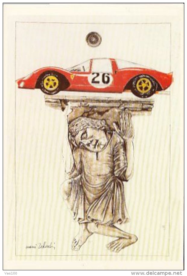 CPA MOTOR SPORTS, FERRARI 206 DINO RALLY RACING CAR, NANI TEDESCHI ILLUSTRATION - Rallyes