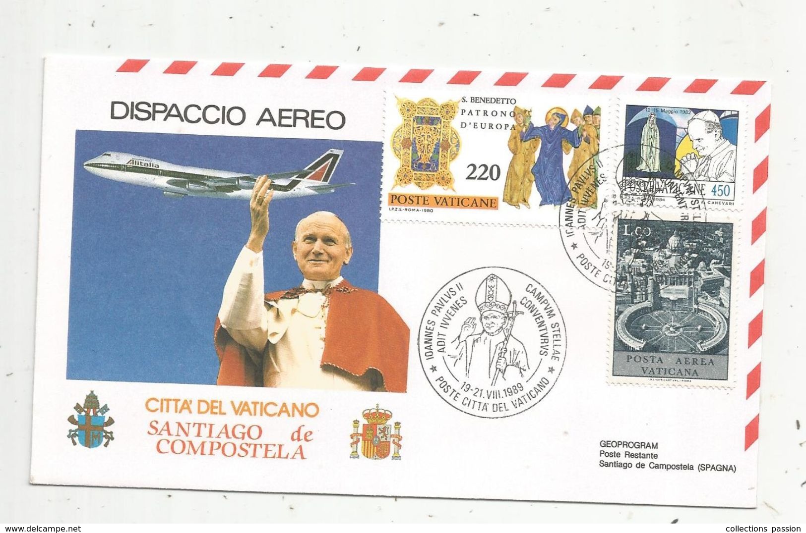 Premier Jour , FDC, CITTA' DEL VATICANO, Joannes Paulus II, Campum Stellae,19-21-8-1989 - FDC