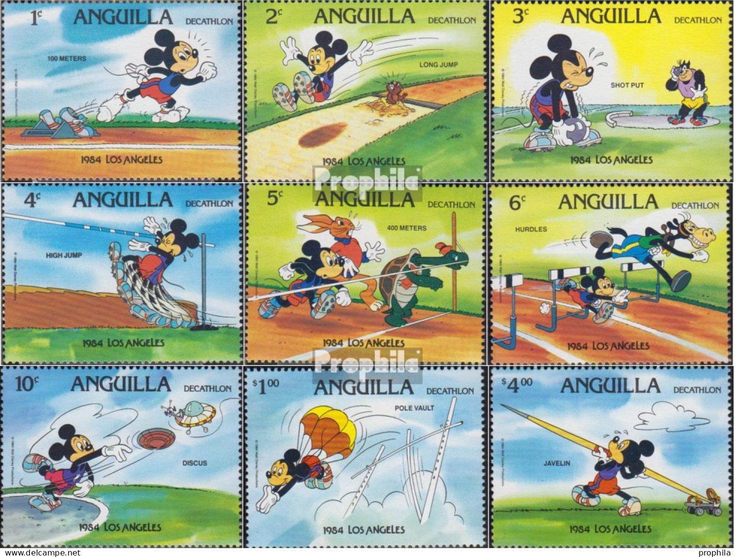 Anguilla 567A I-575A I (kompl.Ausg.) Postfrisch 1984 Walt-Disney-Figuren: Zehnkampf - Anguilla (1968-...)