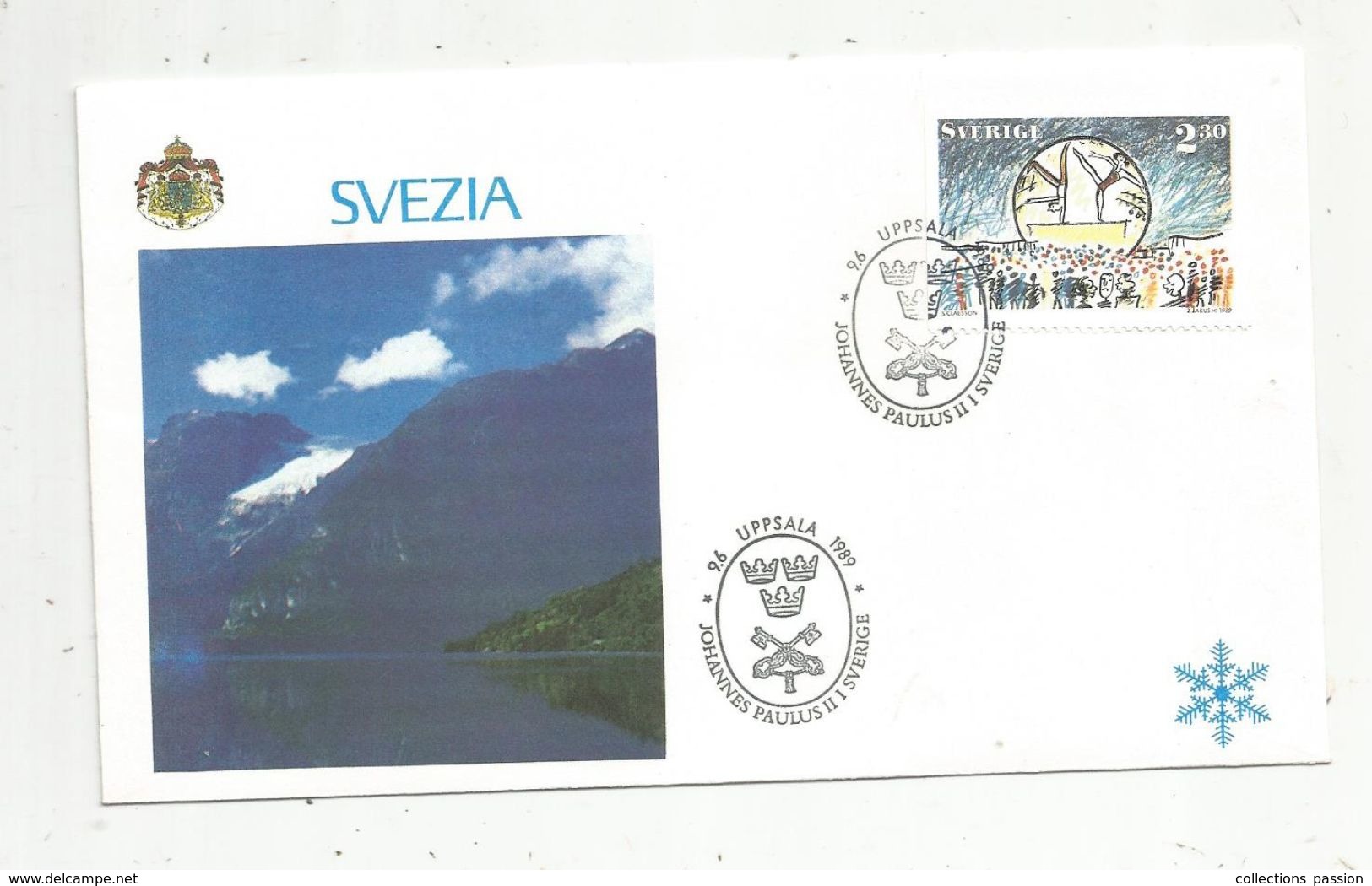 Premier Jour , FDC, Svezia  , Suéde , Johannes Paulus II I Sverige, UPPSALA, 9-6-1989 - FDC